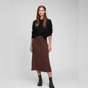 Gap Pull-On Midi Skirt • Brown Cheetah Print